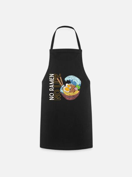 No Ramen No Life, Funny Japanese Noodles - Cooking Apron - black