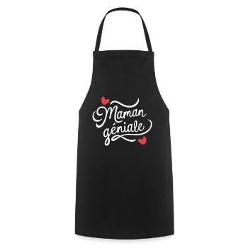 Maman géniale - Tablier de cuisine - noir - Devant - AI Model Male 185 dark (185cm)