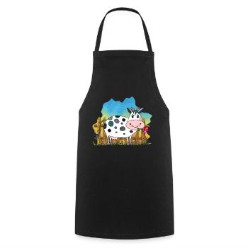 Cow - Cooking Apron - black - Front - AI Model Male 185 dark (185cm)