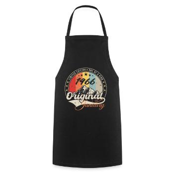 Janvier 1966 Vintage Cadeau Anniversaire Rétro - Tablier de cuisine - noir - Devant - AI Model Male 185 dark (185cm)