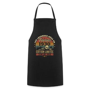 Born In February 1930 Birthday 94 Years Retro 94th - Cooking Apron - black - Front - AI Model Male 185 dark (185cm)