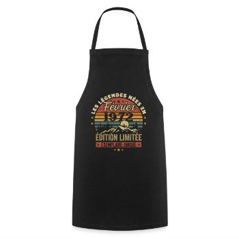 Born In February 1972 Birthday 52 Retro 52nd - Cooking Apron - black - Front - AI Model Male 185 dark (185cm)