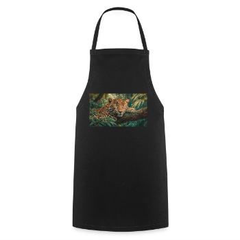 Cute animals chilling – jaguar sleeping on a tree - Cooking Apron - black - Front - AI Model Male 185 dark (185cm)