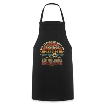 Born In February 2015 Birthday 9 Years Retro 9 - Cooking Apron - black - Front - AI Model Male 185 dark (185cm)