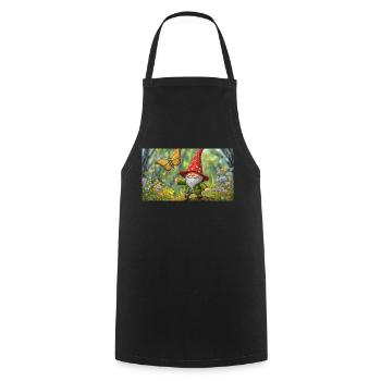 gnome flying a butterfly like a kite - Cooking Apron - black - Front - AI Model Male 185 dark (185cm)