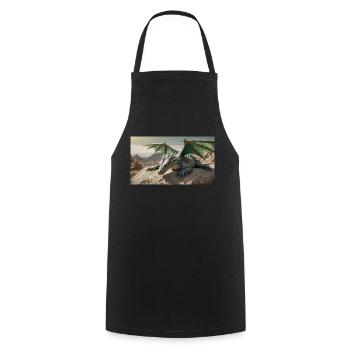 A realistic majestical green dragon is laying - Cooking Apron - black - Front - AI Model Male 185 dark (185cm)