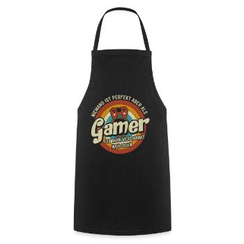 Gamer Niemand ist perfekt aber als Gamer - Kochschürze - Schwarz - Vorne - AI Model Male 185 dark (185cm)