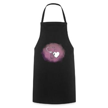 Cœur - Tablier de cuisine - noir - Devant - AI Model Male 185 dark (185cm)