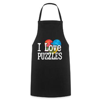 I Love Puzzles Piece Jigsaw Puzzle - Cooking Apron - black - Front - AI Model Male 185 dark (185cm)