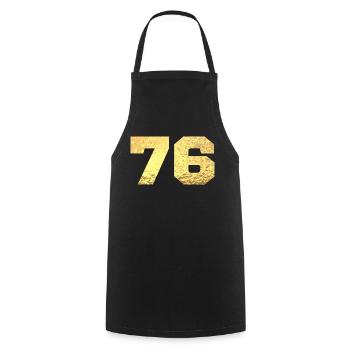 76 Gold Glitter - 76th Anniversary - Cooking Apron - black - Front - AI Model Male 185 dark (185cm)
