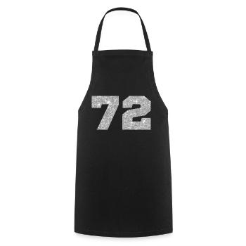 72 Silver Glitter - 72 Birthday - Cooking Apron - black - Front - AI Model Male 185 dark (185cm)