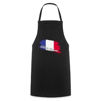 I am a French woman, French flag - Cooking Apron - black - Front - AI Model Male 185 dark (185cm)