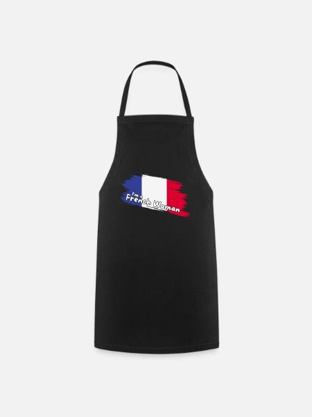 I am a French woman, French flag - Cooking Apron - black