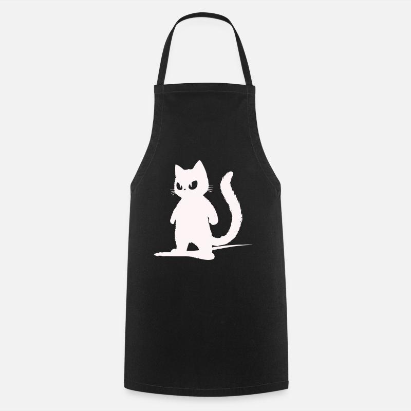 Coole weiße Katze Silhouetten Design - Kochschürze - Schwarz