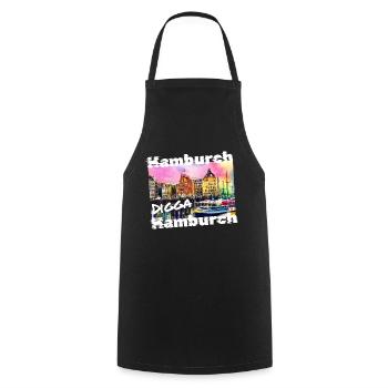 Hamburg Digga coole Hansestadt Hamburch Graffiti - Kochschürze - Schwarz - Vorne - AI Model Male 185 dark (185cm)