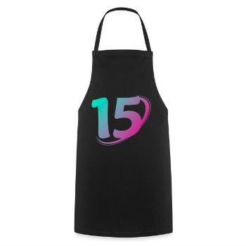 Number 15 multicolor - Cooking Apron - black - Front - AI Model Male 185 dark (185cm)