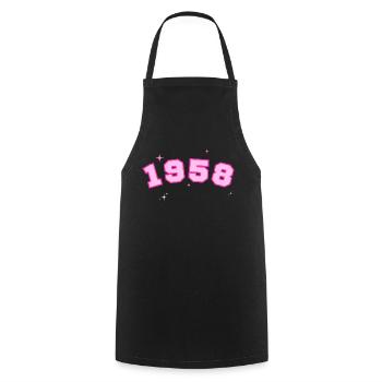 1958 rose étoile - Tablier de cuisine - noir - Devant - AI Model Male 185 dark (185cm)