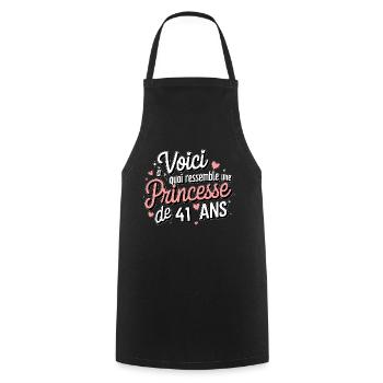 Princess 41 years old - Cooking Apron - black - Front - AI Model Male 185 dark (185cm)