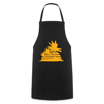 3 Palm Trees Island Tree Stripes Sun Sunset - Cooking Apron - black - Front - AI Model Male 185 dark (185cm)