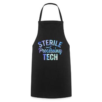 Sterile Processing Tech Medizin Design - Kochschürze - Schwarz - Vorne - AI Model Male 185 dark (185cm)