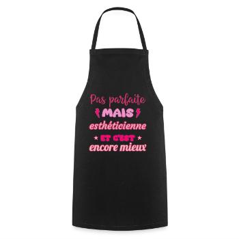 Pas parfaite mais esthéticienne, idée cadeau - Tablier de cuisine - noir - Devant - AI Model Male 185 dark (185cm)