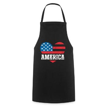 America Flag Heart - Cooking Apron - black - Front - AI Model Male 185 dark (185cm)