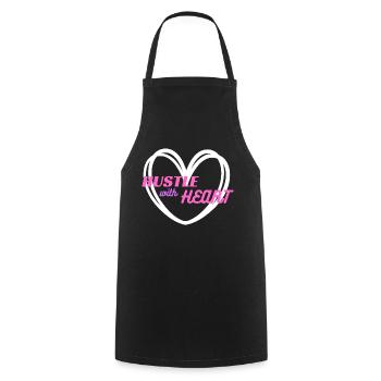 Hustle with Heart (pink) - Kochschürze - Schwarz - Vorne - AI Model Male 185 dark (185cm)