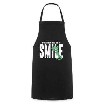 Dino dinosaur smile laugh teeth gift - Cooking Apron - black - Front - AI Model Male 185 dark (185cm)