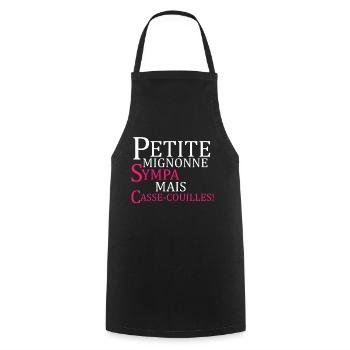 petite mignonne sympa mais casse-couilles! - Tablier de cuisine - noir - Devant - AI Model Male 185 dark (185cm)