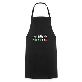 Motorcycle gear shift biker motard heartbeat - Cooking Apron - black - Front - AI Model Male 185 dark (185cm)