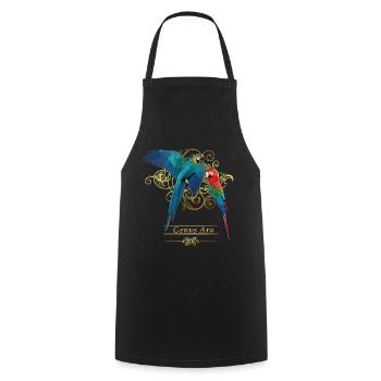 Macaws - Cooking Apron - black - Front - AI Model Male 185 dark (185cm)