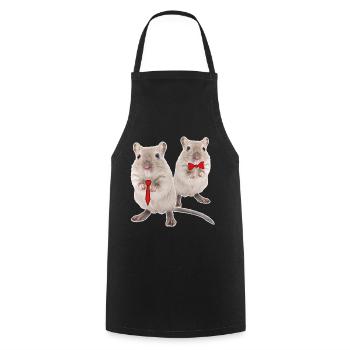 Funny racing mice with tie & bow tie - Cooking Apron - black - Front - AI Model Male 185 dark (185cm)