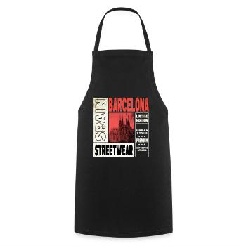 Barcelona Spain City Skyline Holiday Summer - Cooking Apron - black - Front - AI Model Male 185 dark (185cm)