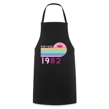 Anniversaire 40 ans vintage 1982 femme rose violet - Tablier de cuisine - noir - Devant - AI Model Male 185 dark (185cm)