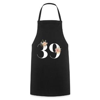 Blumen zum 39-jährigen Jubiläum (Geschenk von 39 Jahren) - Kochschürze - Schwarz - Vorne - AI Model Male 185 dark (185cm)