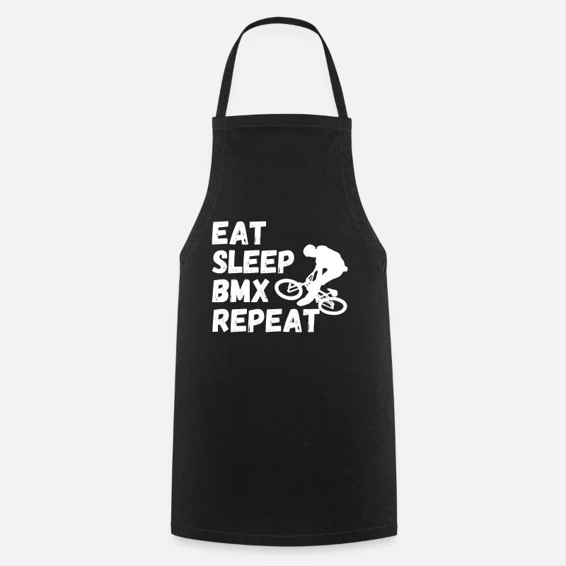 manger dormir bmx répéter - humour vélo - Tablier de cuisine - noir