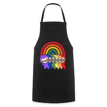 Bunte Regenbogen Faultiere - Kochschürze - Schwarz - Vorne - AI Model Male 185 dark (185cm)