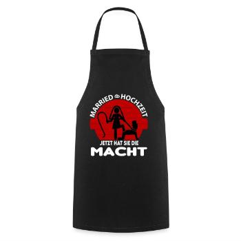 Jetzt hat sie die Macht Hochzeit Married Peitsche - Kochschürze - Schwarz - Vorne - AI Model Male 185 dark (185cm)