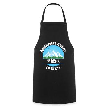 Adventures Awaits Blue I'm Ready - Cooking Apron - black - Front - AI Model Male 185 dark (185cm)