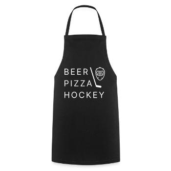 Pizza à la bière et hockey - Tablier de cuisine - noir - Devant - AI Model Male 185 dark (185cm)