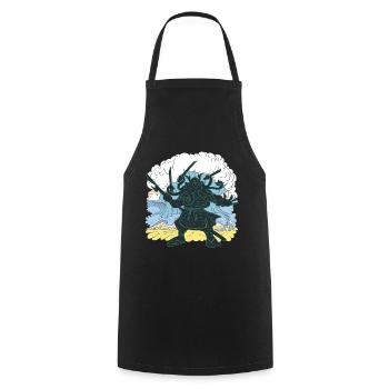 Géant Cthulhu samouraï japonais - Tablier de cuisine - noir - Devant - AI Model Male 185 dark (185cm)