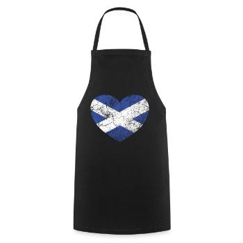 Vintage Scottish Heart Flag, Saltire - Kochschürze - Schwarz - Vorne - AI Model Male 185 dark (185cm)