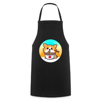 Hund isst Ramen-Nudeln - Kochschürze - Schwarz - Vorne - AI Model Male 185 dark (185cm)