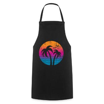 Vintage Palmen Sommer Sonnenuntergang - Kochschürze - Schwarz - Vorne - AI Model Male 185 dark (185cm)