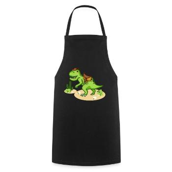 Cowboy T-Rex avec petit chapeau et selle - Tablier de cuisine - noir - Devant - AI Model Male 185 dark (185cm)