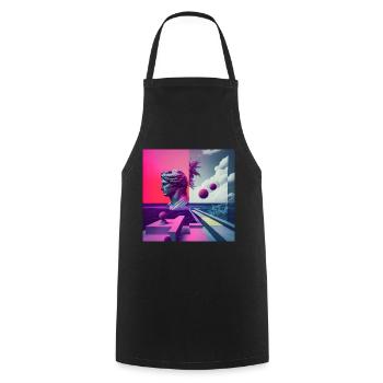 Ein Vaporwave Fusion von Moderne und der Antike - Kochschürze - Schwarz - Vorne - AI Model Male 185 dark (185cm)