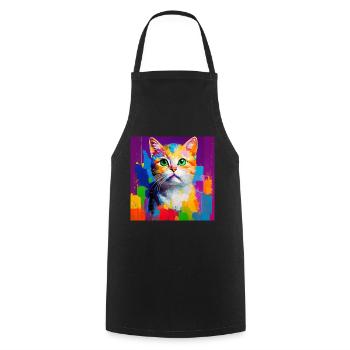 Oil Painting Style Cat Portrait Design for - Cooking Apron - black - Front - AI Model Male 185 dark (185cm)
