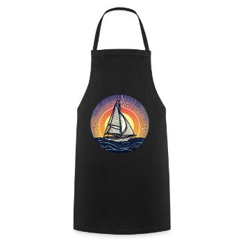 Segelschiff bei Sonnenuntergang - Majestätisches - Kochschürze - Schwarz - Vorne - AI Model Male 185 dark (185cm)