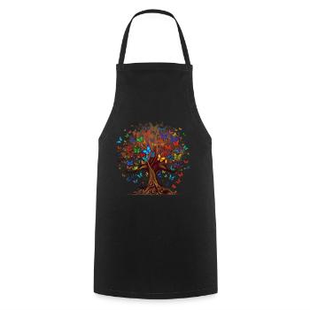 Papillon Arbre Papillons colorés Mouches - Tablier de cuisine - noir - Devant - AI Model Male 185 dark (185cm)