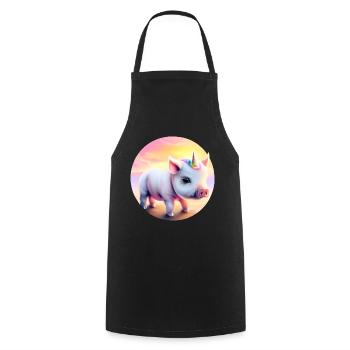 Unicorn pig in sunset - Cooking Apron - black - Front - AI Model Male 185 dark (185cm)